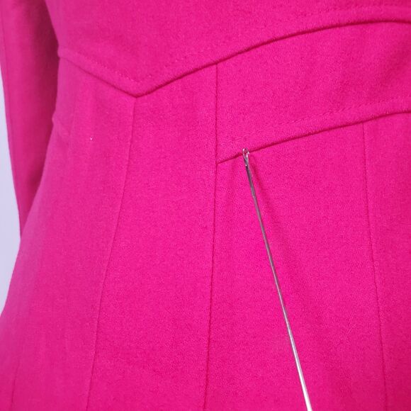 Guess Women’s Pea Coat Small Pink Wool Blend Fit and Flare Feminine Gold Buttons - Picture 14 of 16